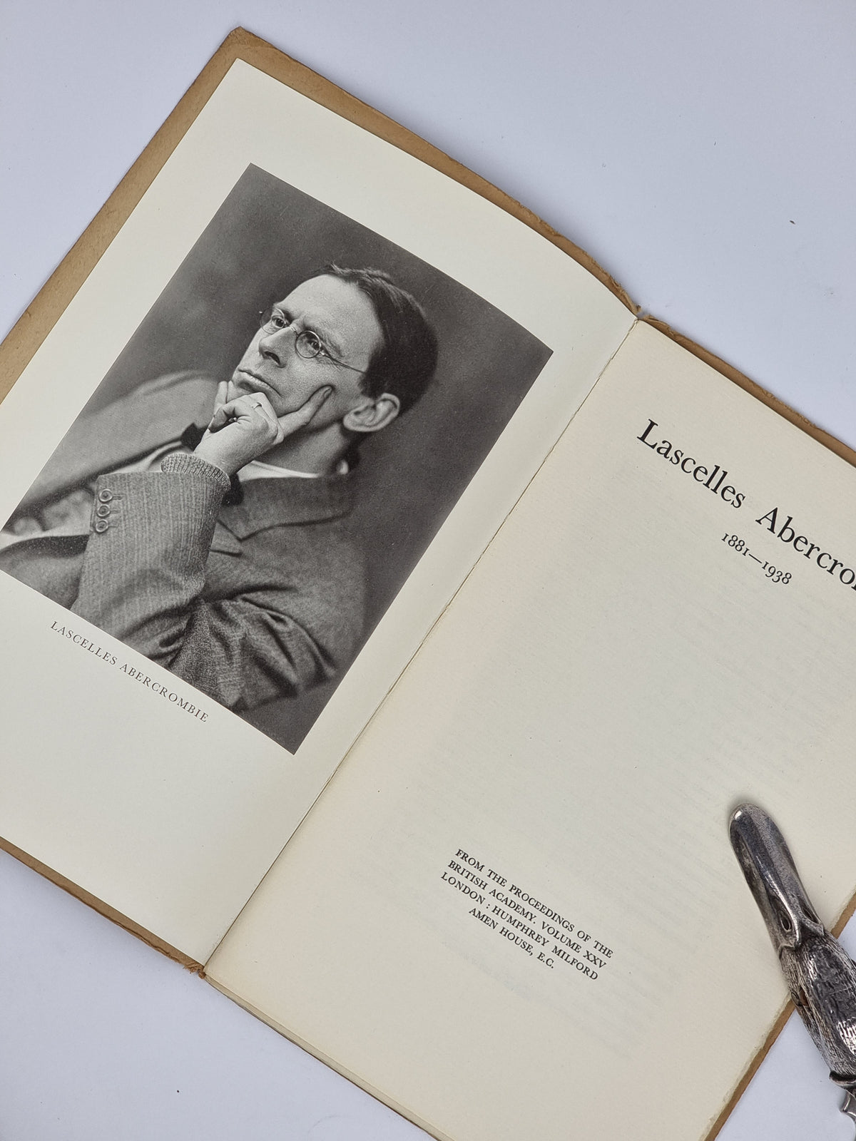 Lascelles Abercrombie 1881–1938, Oliver Elton — 1st Edition