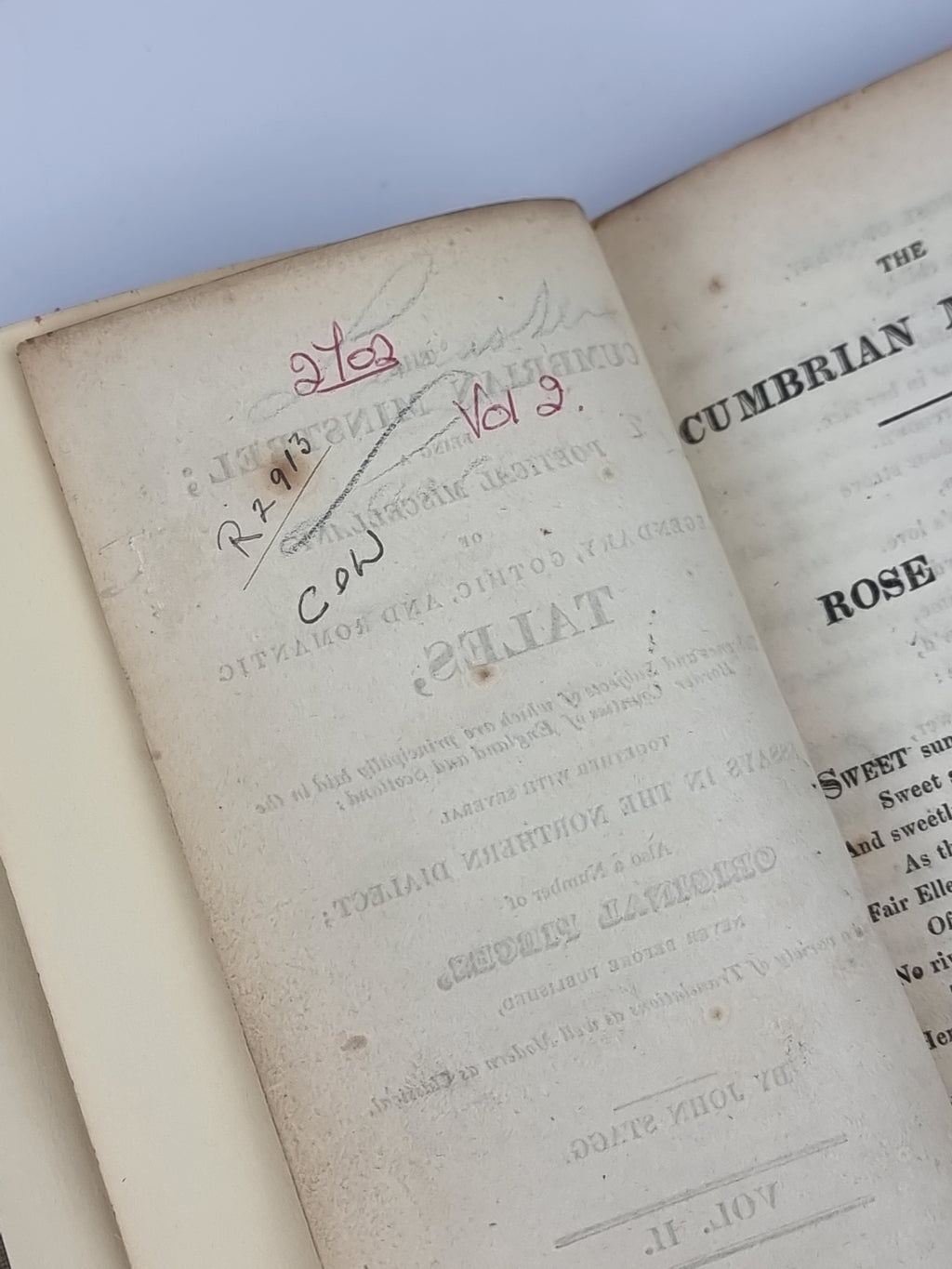 The Cumbrian Minstrel (Vol. II), John Stagg — 1st Edition