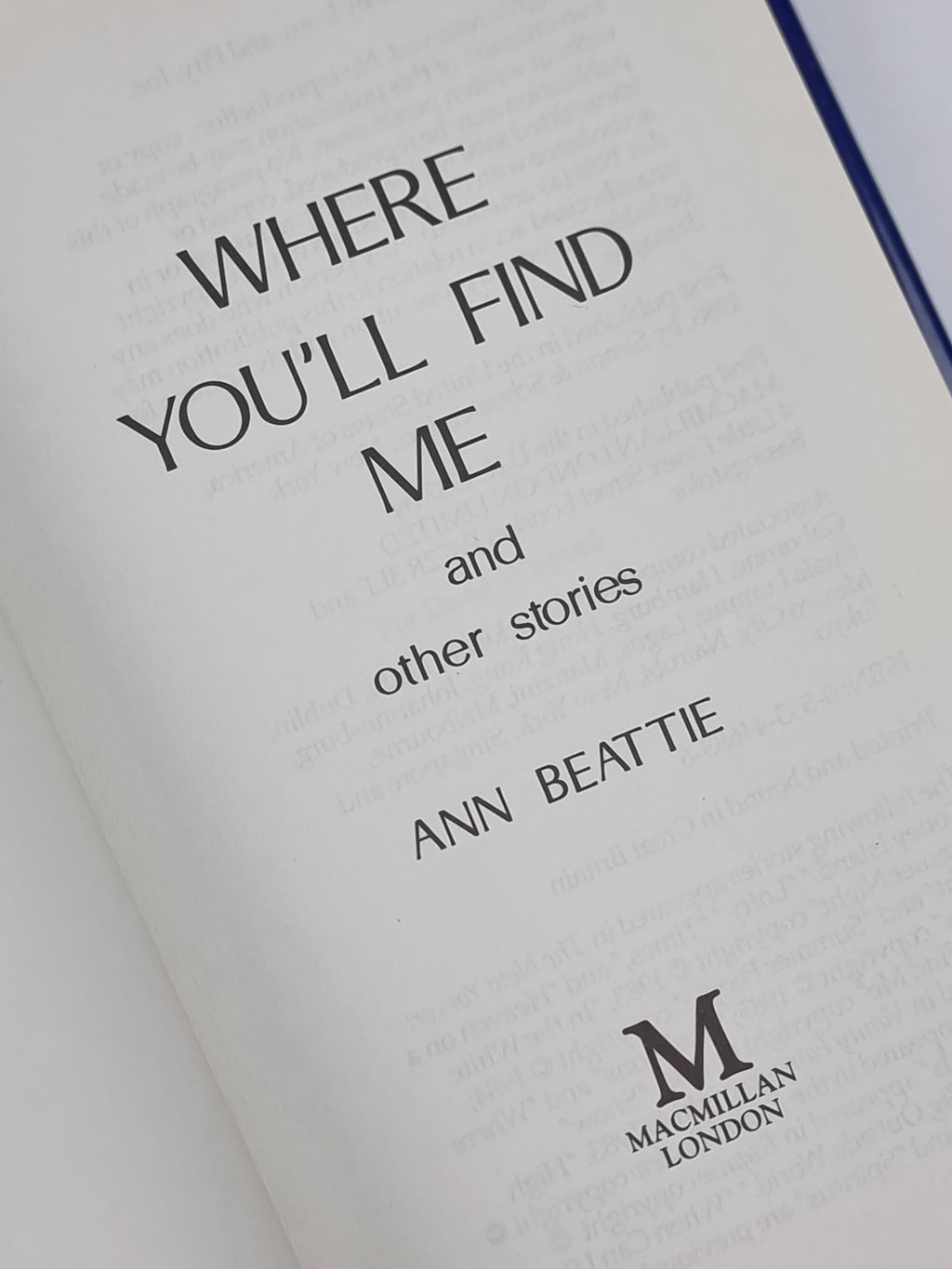 Where You'll Find Me and other stories, Ann Beattie — 1st Edition
