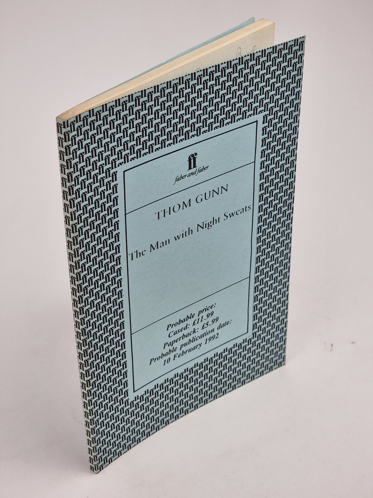 The Man with Night Sweats, Thom Gunn — Advance Proof