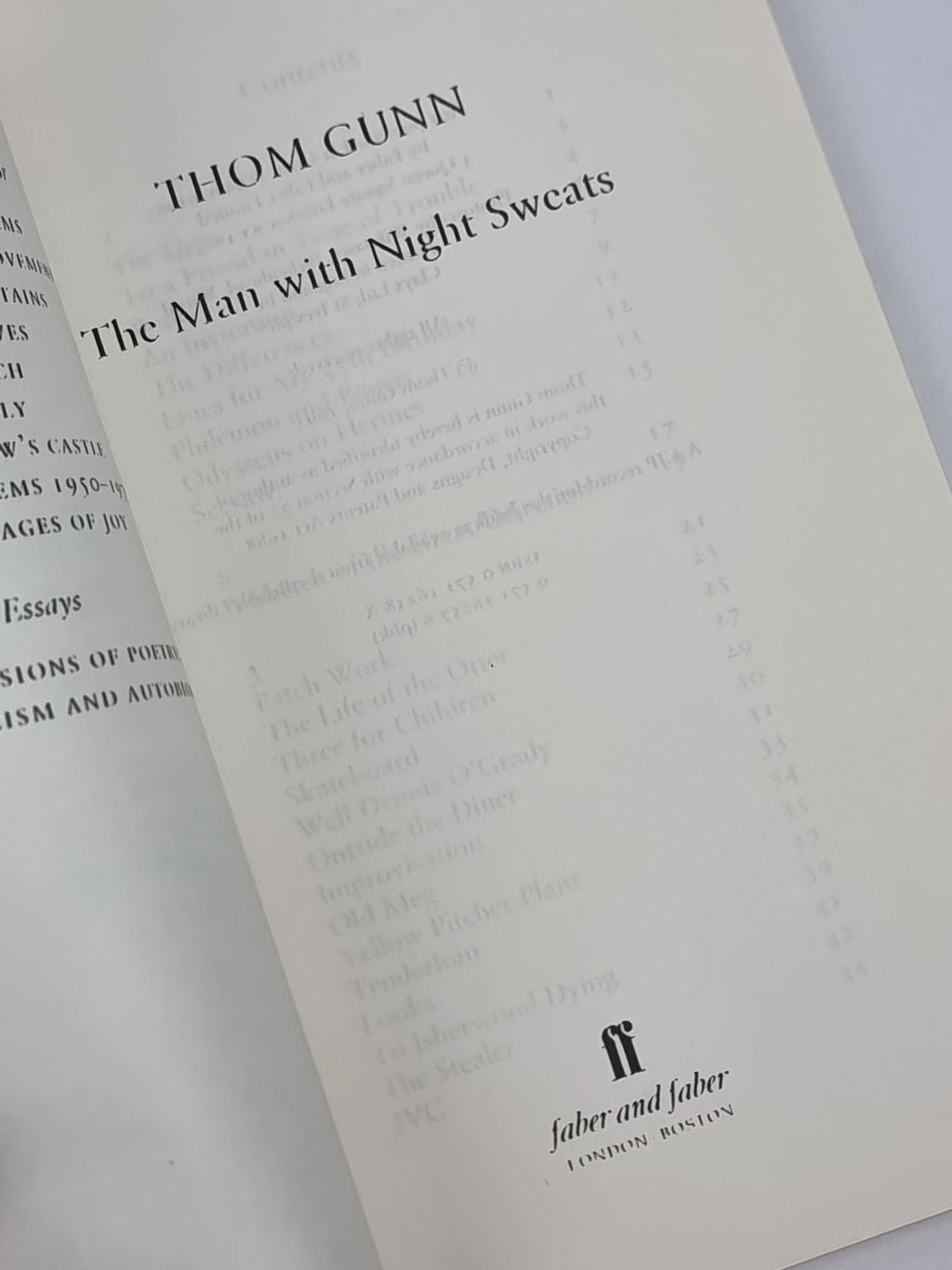 The Man with Night Sweats, Thom Gunn — Advance Proof