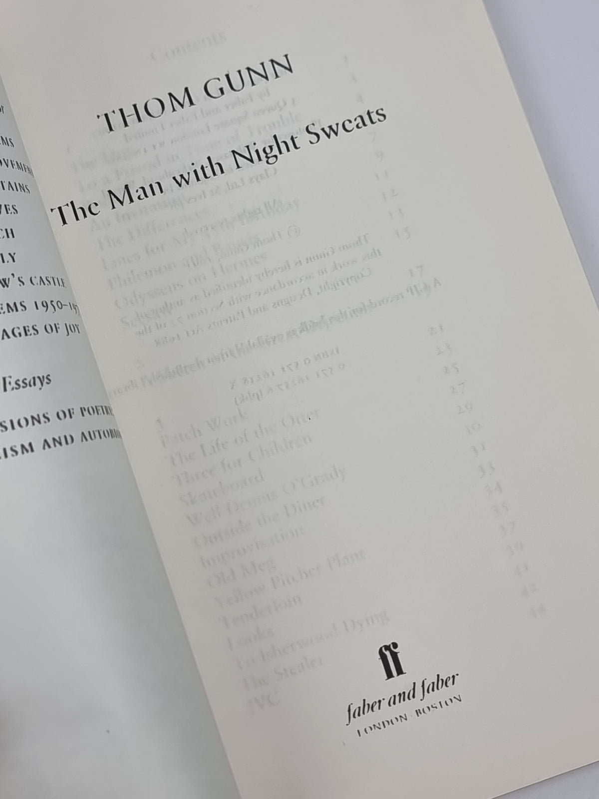 The Man with Night Sweats, Thom Gunn — Advance Proof