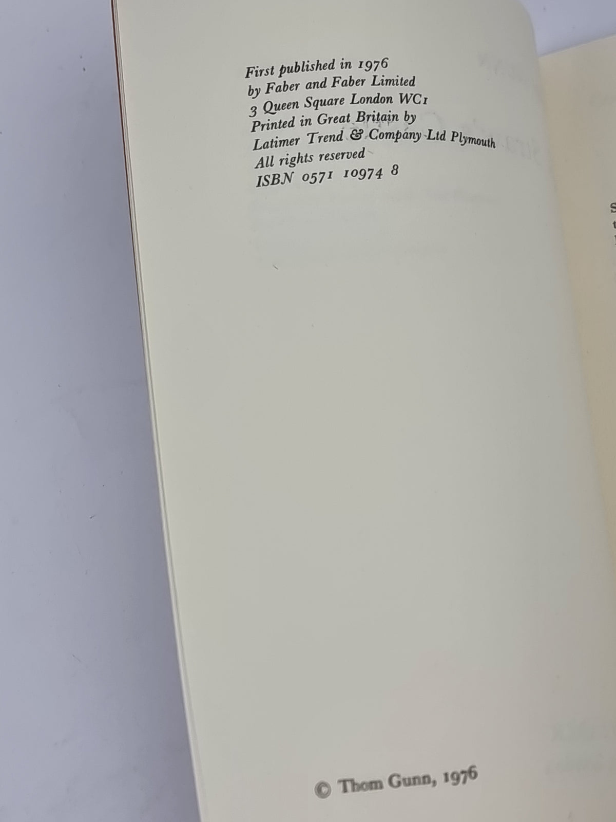 Jack Straw's Castle, Thom Gunn —Uncorrected Proof