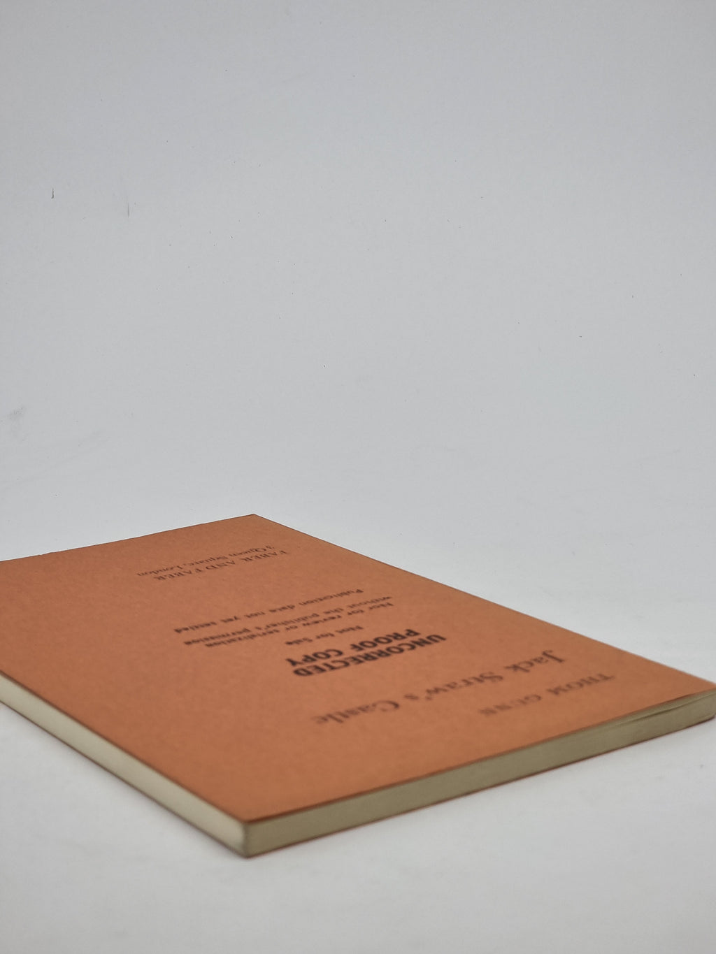 Jack Straw's Castle, Thom Gunn —Uncorrected Proof