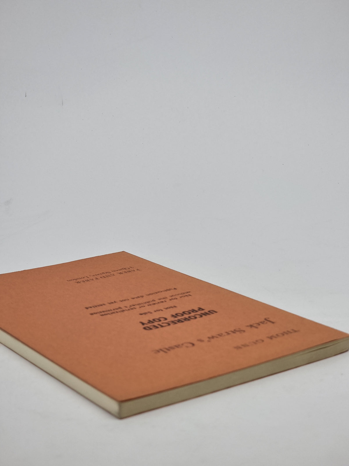Jack Straw's Castle, Thom Gunn —Uncorrected Proof
