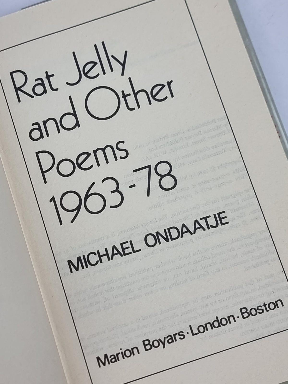 Rat Jelly and Other Poems 1963–78, Michael Ondaatje — 1st Edition — photograph 4