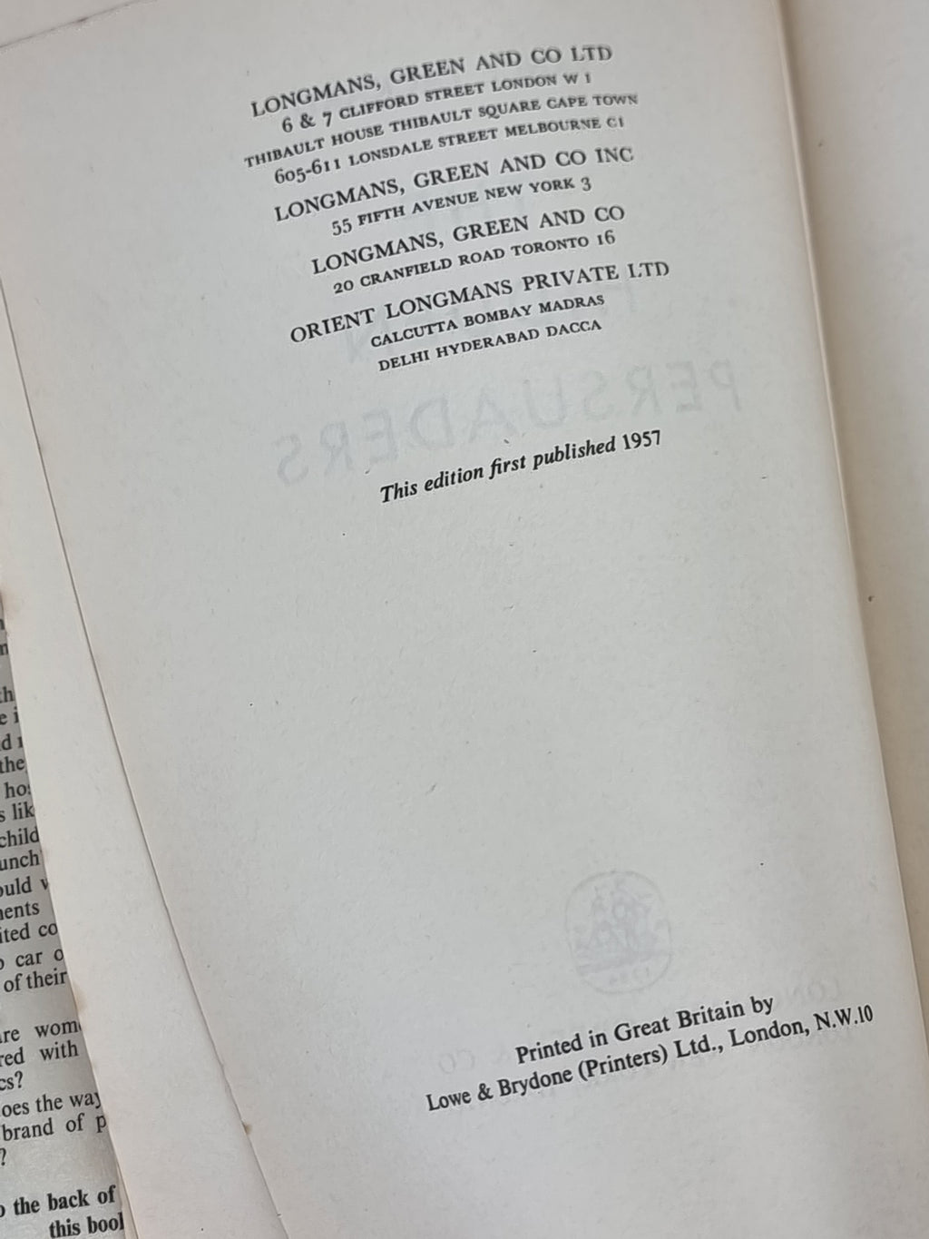 The Hidden Persuaders, Vance Packard — 1st Edition