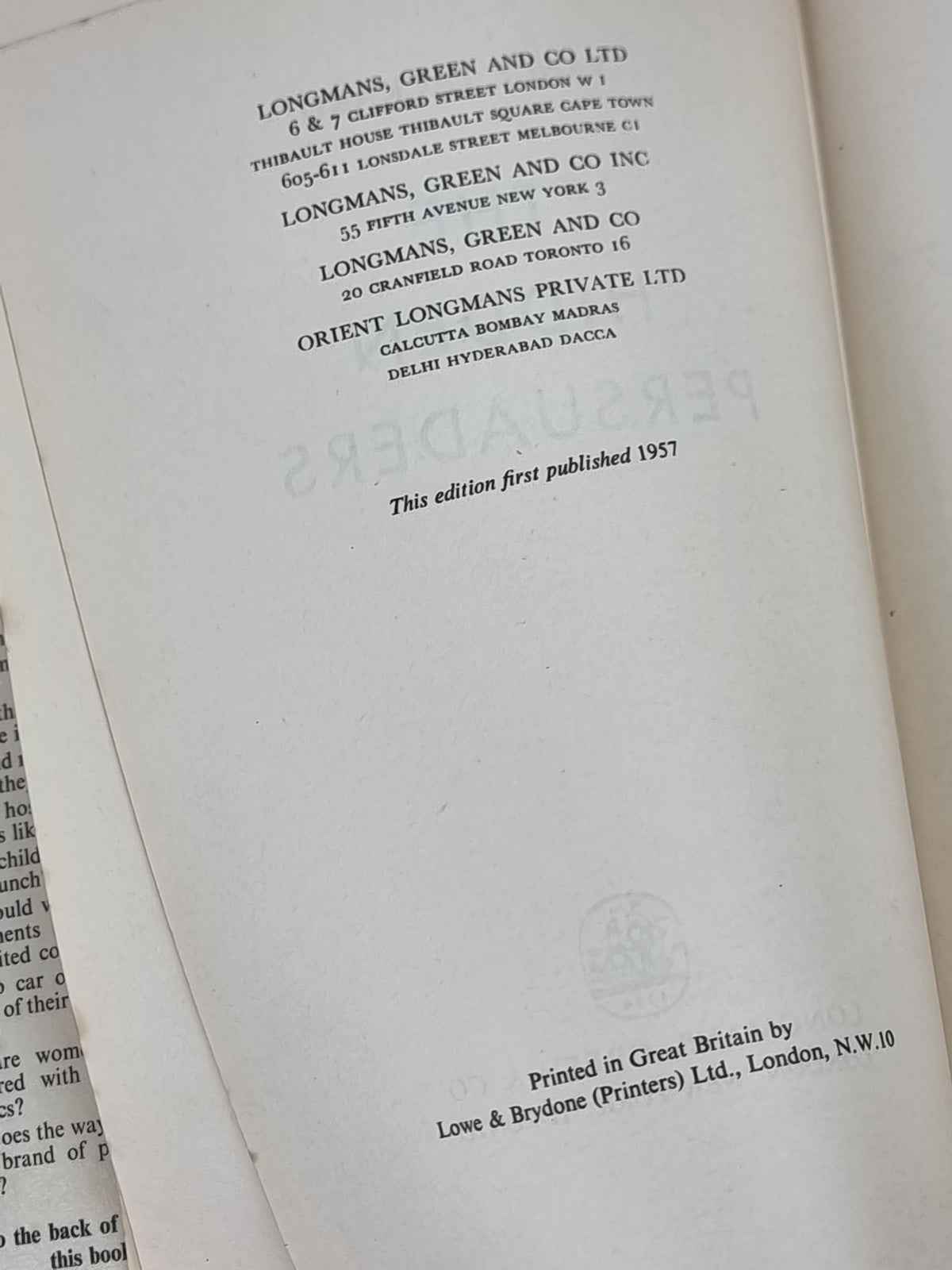 The Hidden Persuaders, Vance Packard — 1st Edition