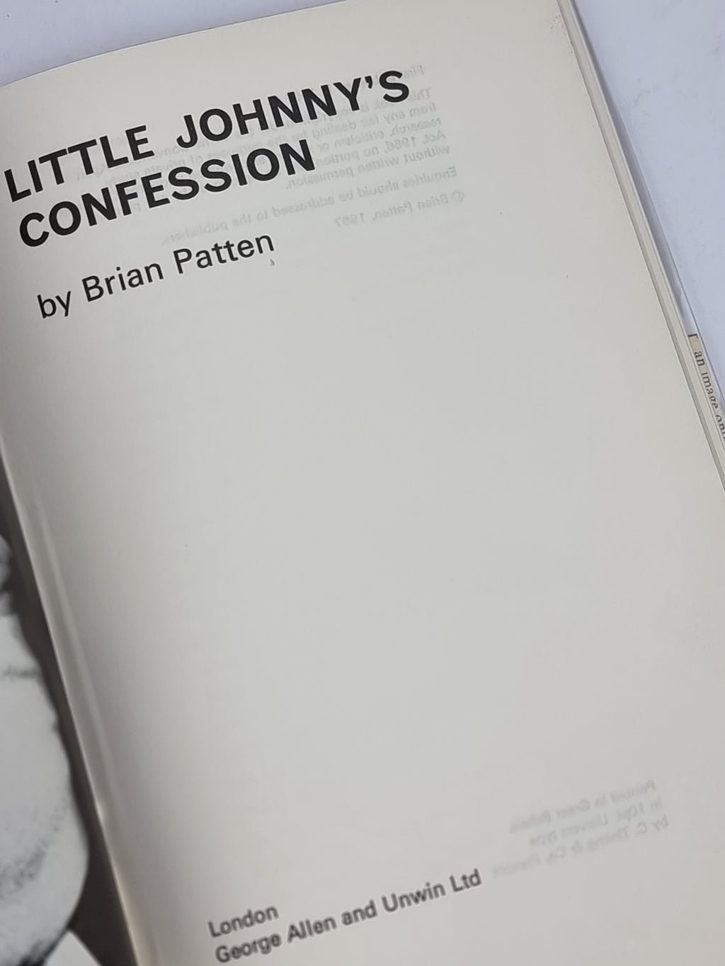 Little Johnny's Confession, Brian Patten — 1st Edition