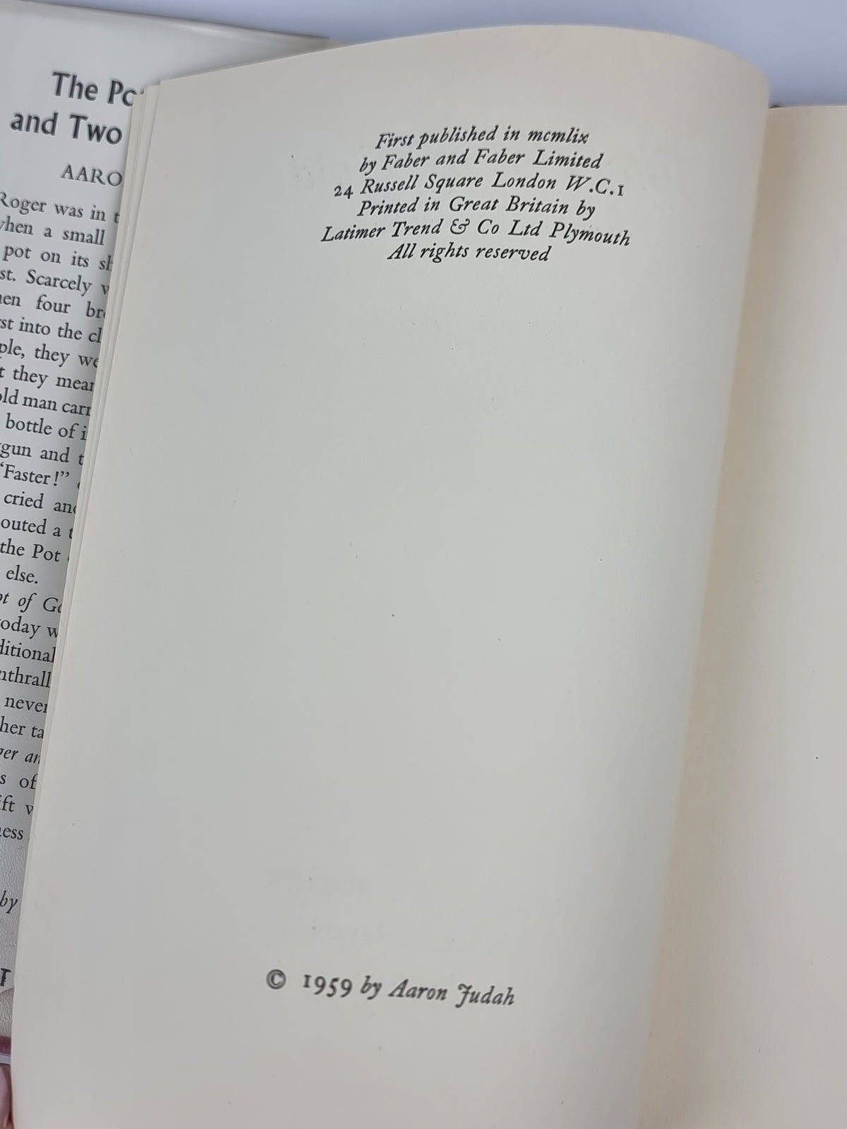 The Pot of Gold and Two Other Tales, Aaron Judah — 1st Edition