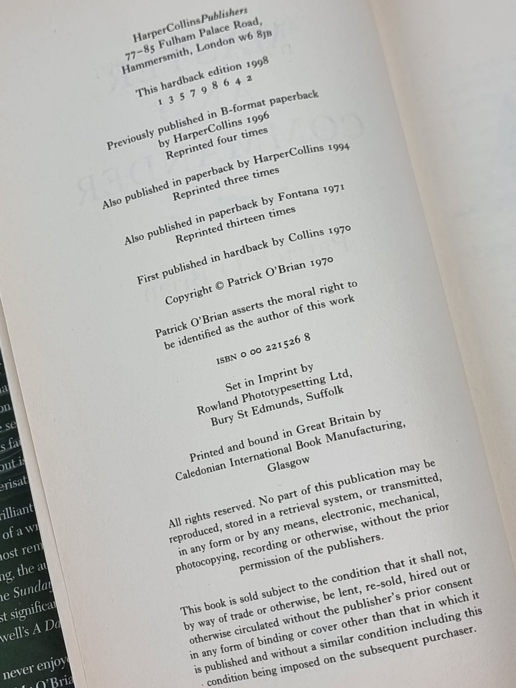 Master and Commander, Patrick O'Brian — 1st Edition