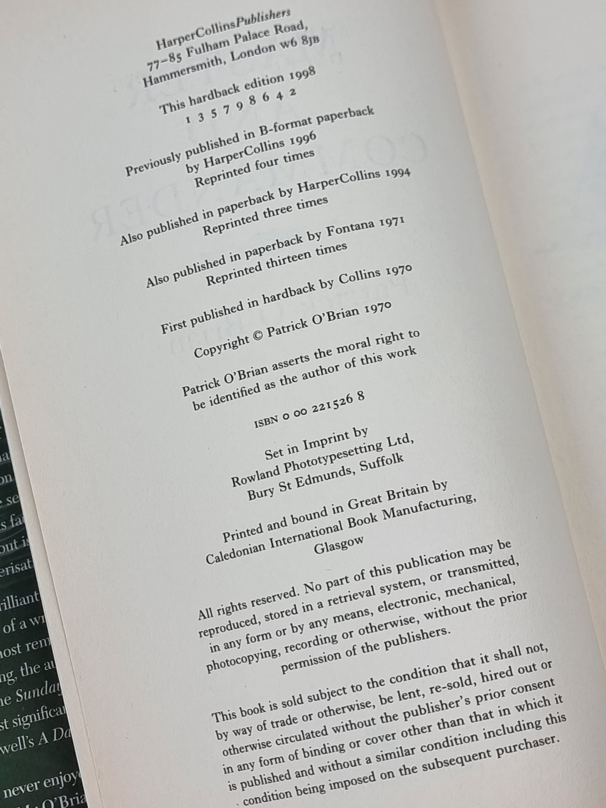 Master and Commander, Patrick O'Brian — 1st Edition