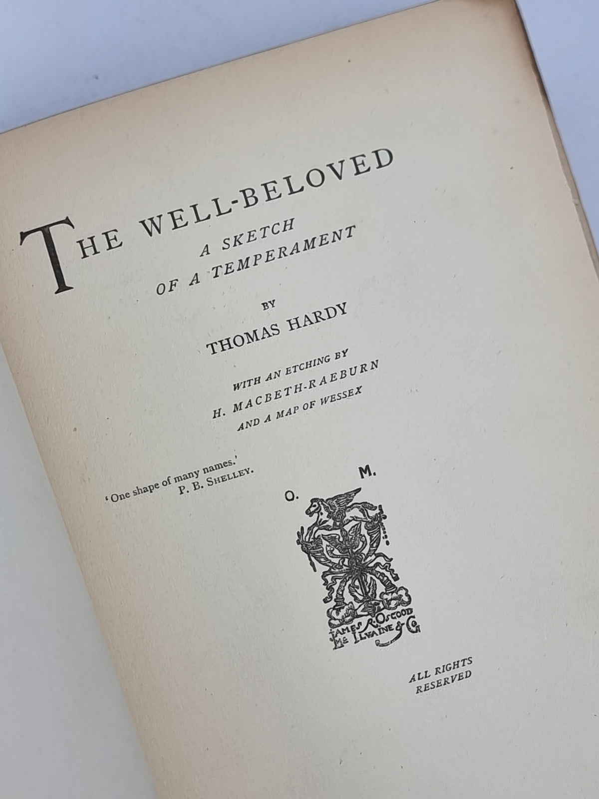 The Well-Beloved, Thomas Hardy — 1st Edition (Osgood)