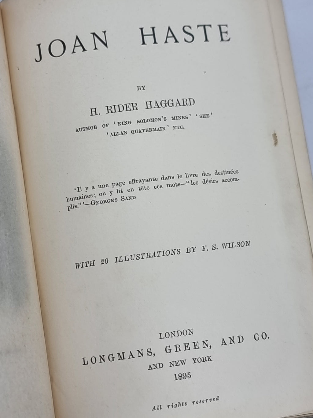 Joan Haste, H. Rider Haggard — 1st Edition