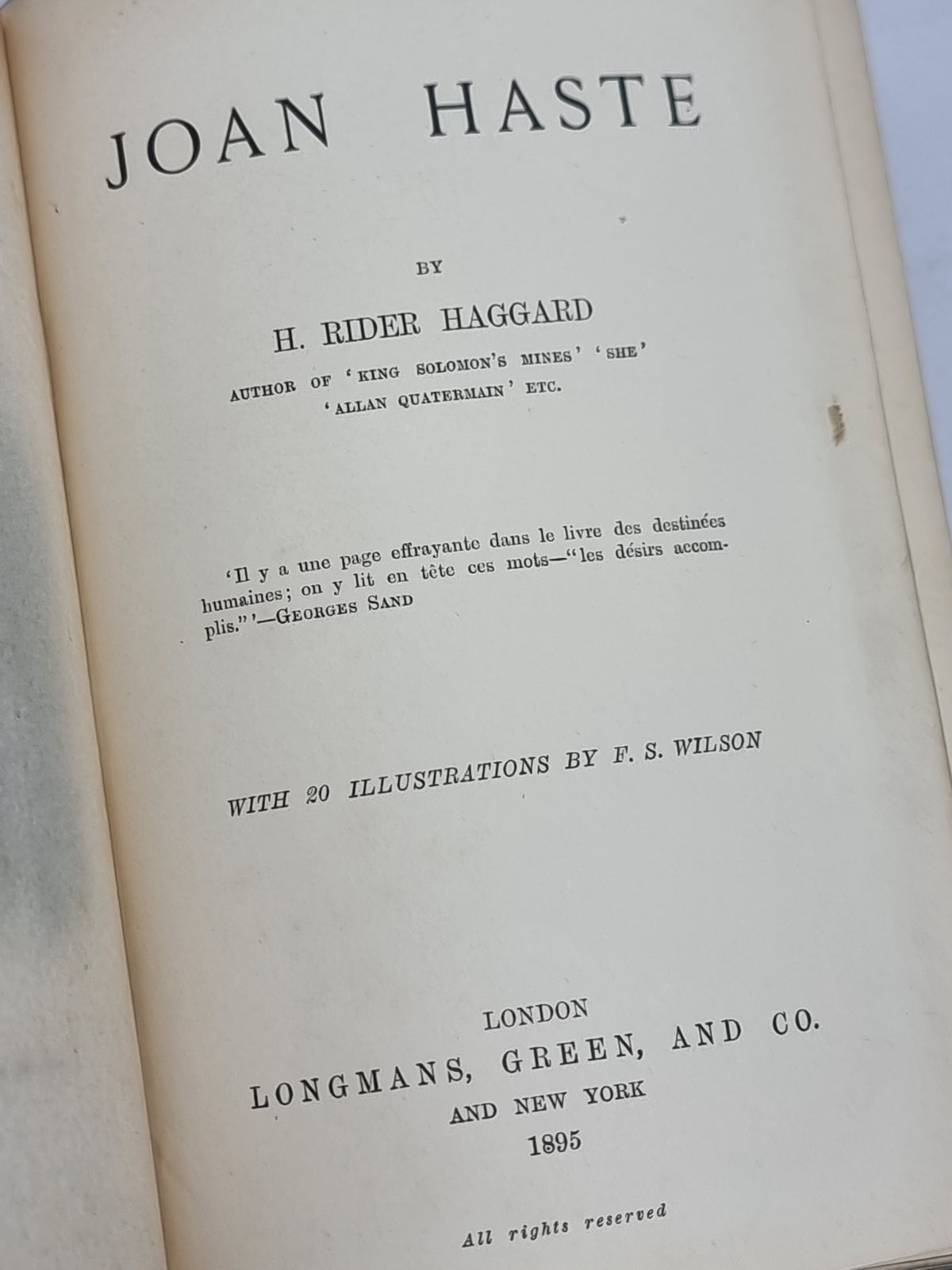 Joan Haste, H. Rider Haggard — 1st Edition