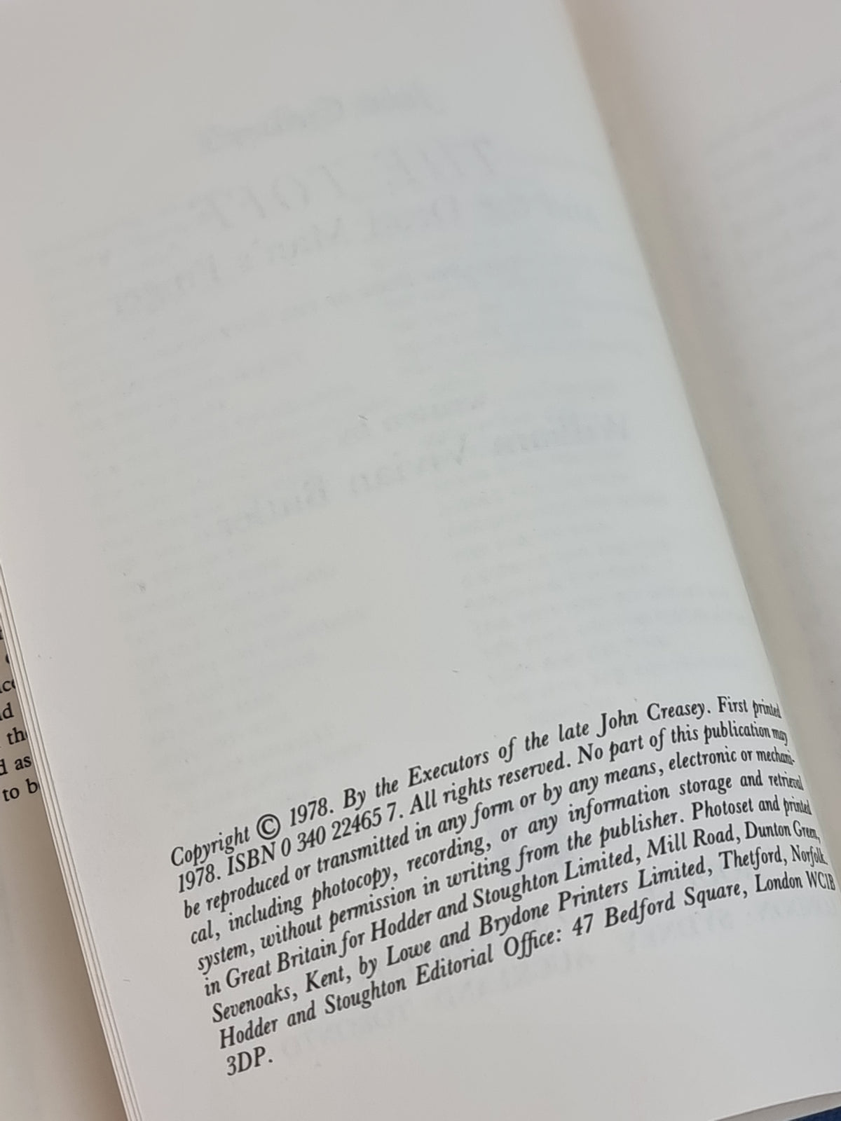 The Toff and the Dead Man's Finger, John Creasey  — 1st Edition