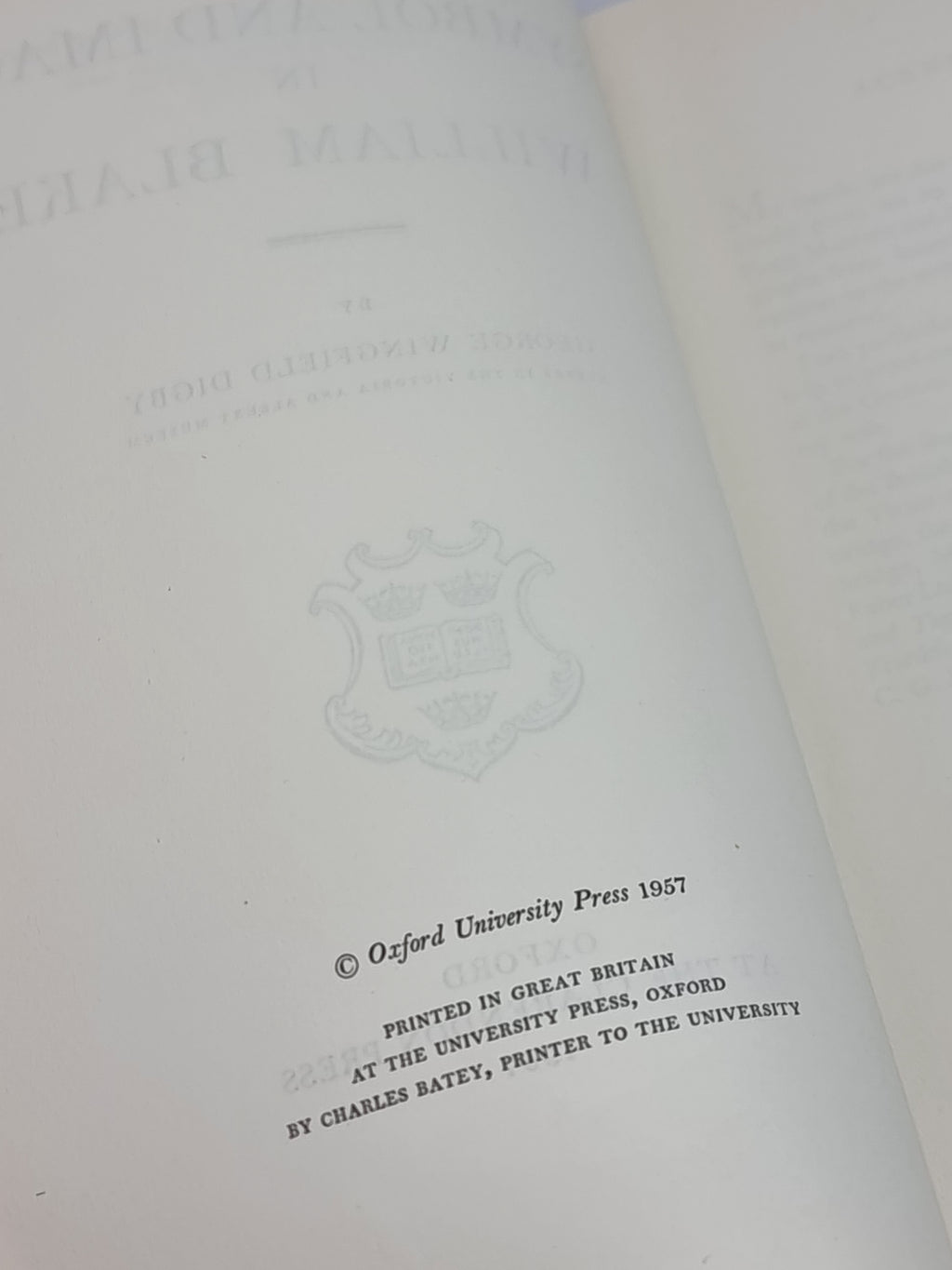 Symbol and Image in William Blake, George Wingfield Digby — 1st Edition