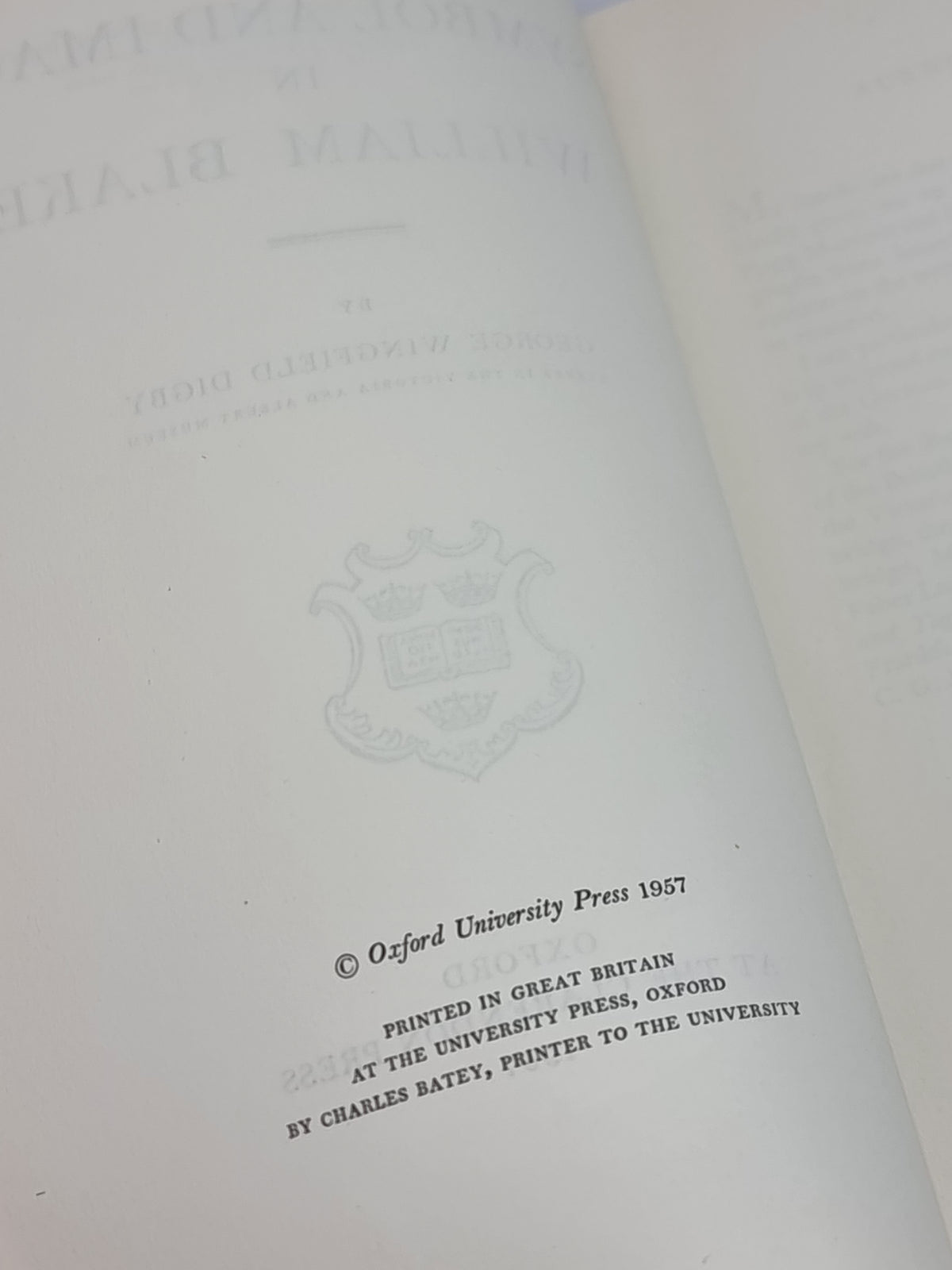 Symbol and Image in William Blake, George Wingfield Digby — 1st Edition