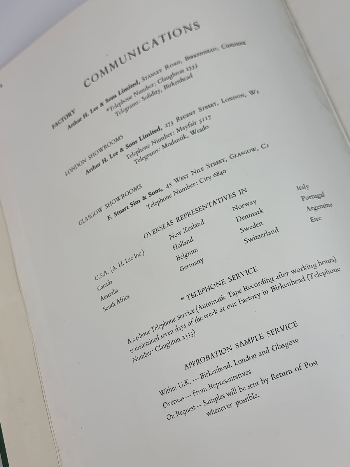 Lee Fabrics Manual, Arthur H. Lee & Sons Limited — 1st Edition