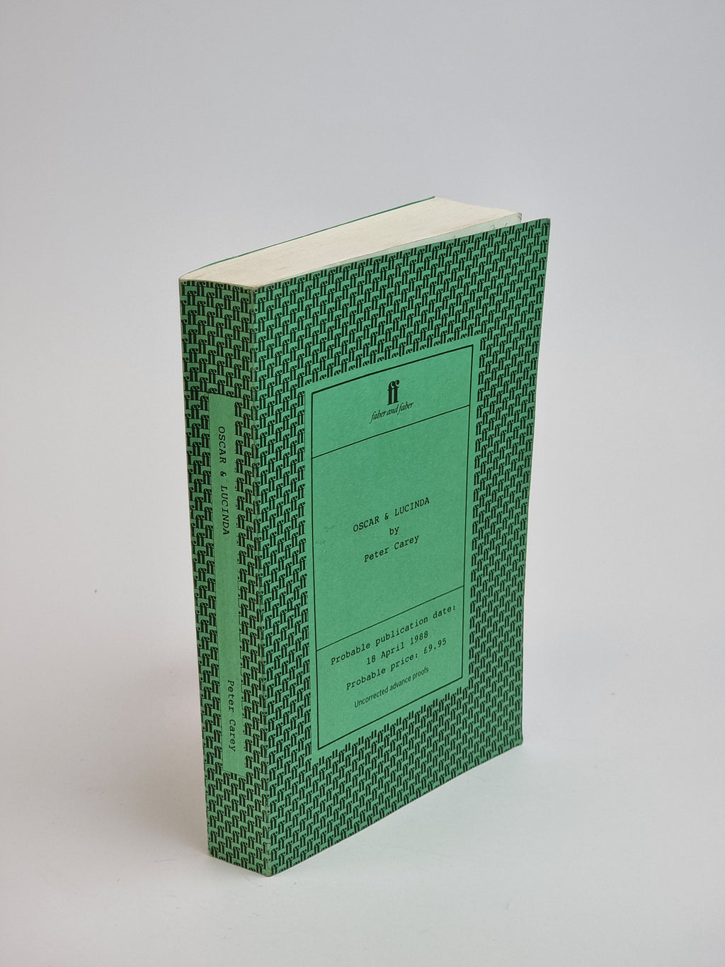 Oscar and Lucinda, Peter Carey — Advance Proof Copy