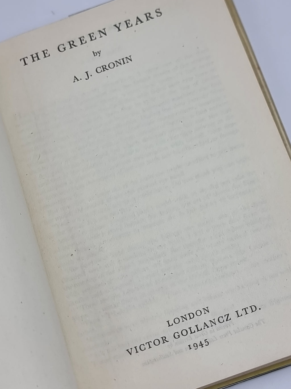 The Green Years, A. J. Cronin — 1st Edition