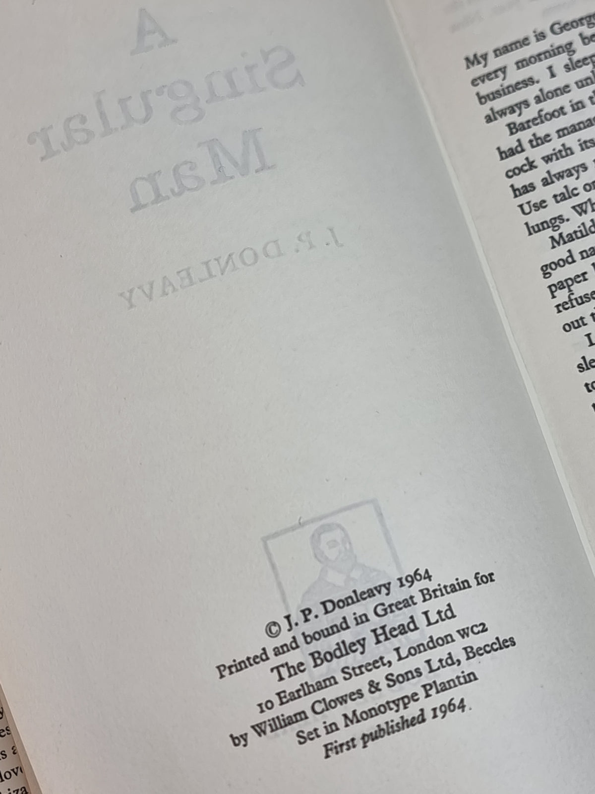 A Singular Man, J. P. Donleavy — 1st Edition