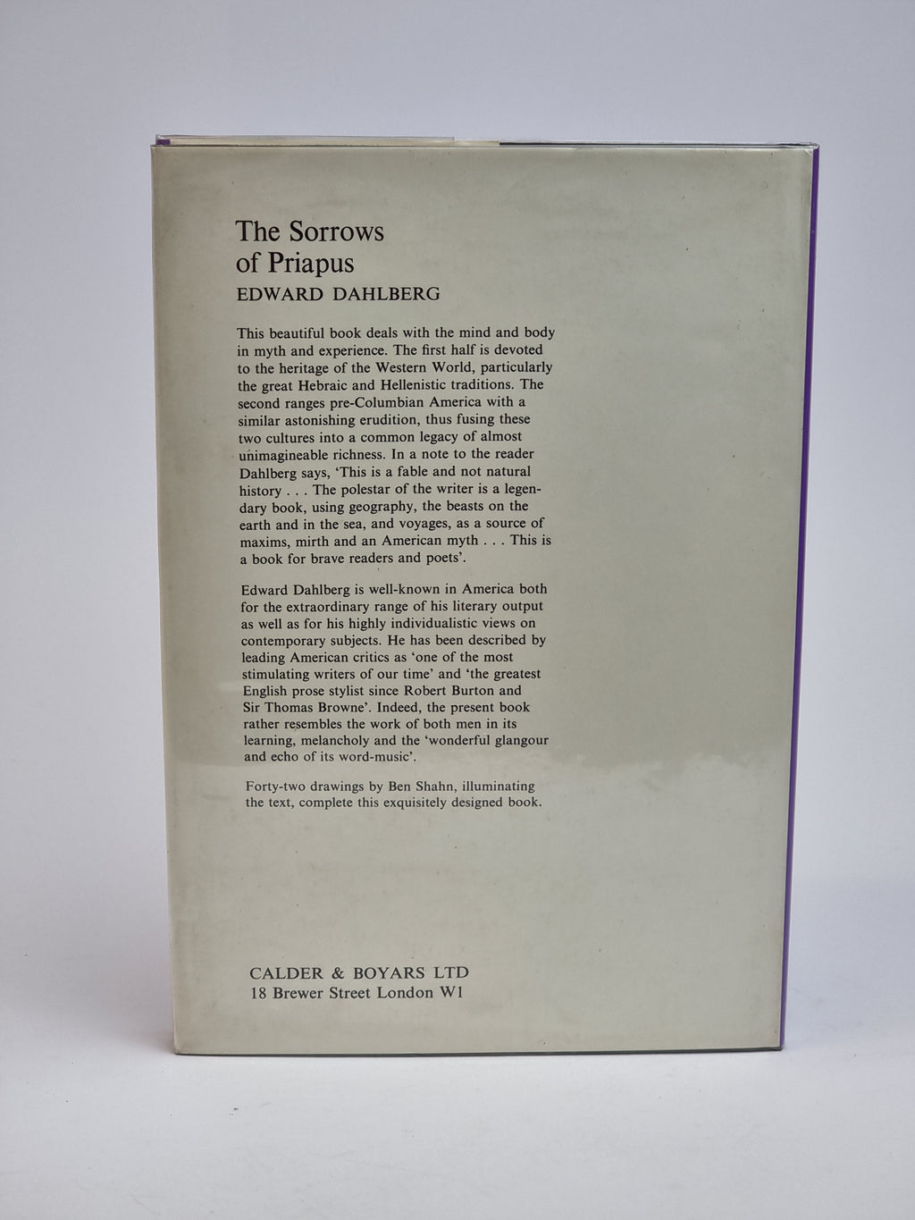 The Sorrows of Priapus, Edward Dahlberg — 1st Edition