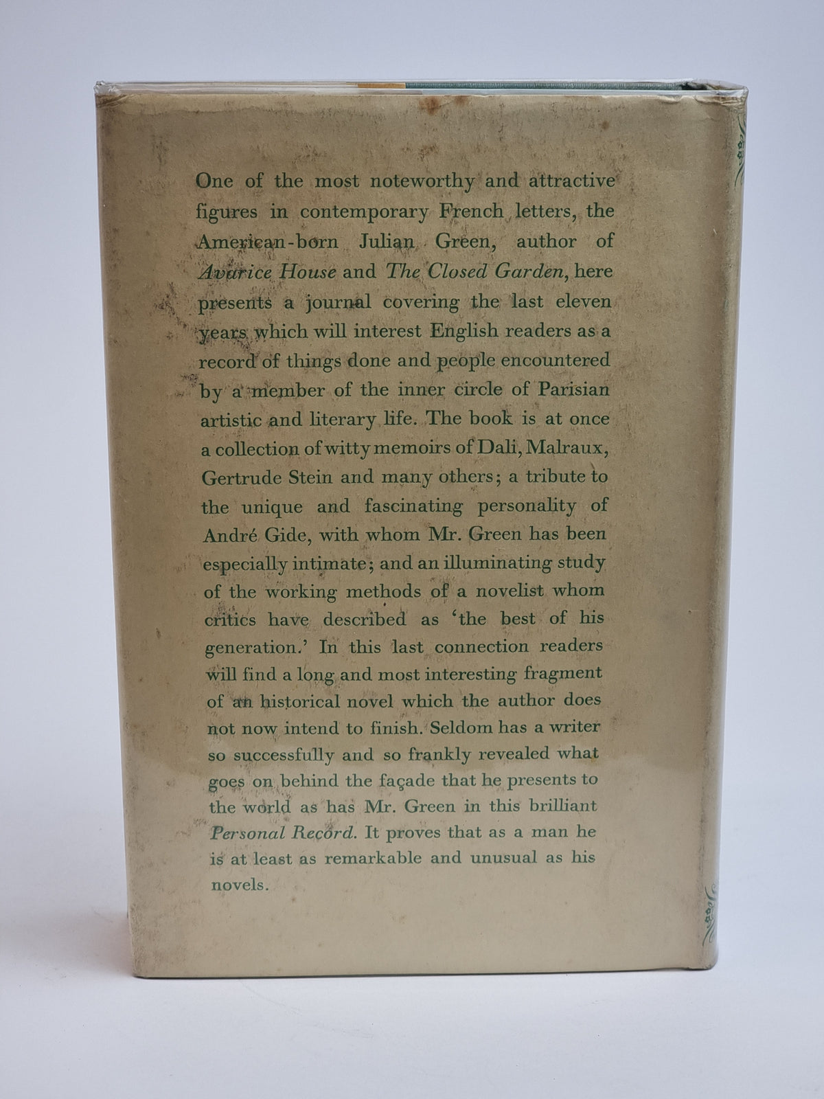 Personal Record 1928-1939, Julian Green — 1st Edition
