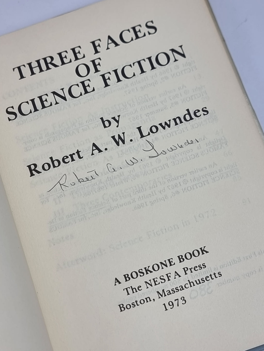 Three Faces of Science Fiction, Robert A. W. Lowndes — 1st Edition