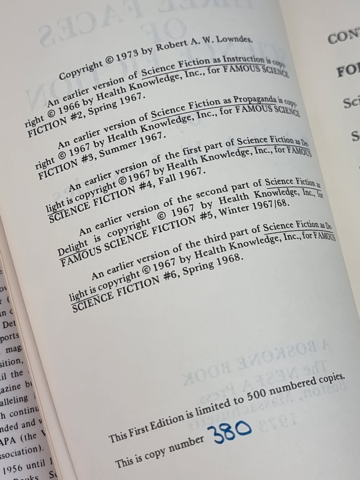 Three Faces of Science Fiction, Robert A. W. Lowndes — 1st Edition