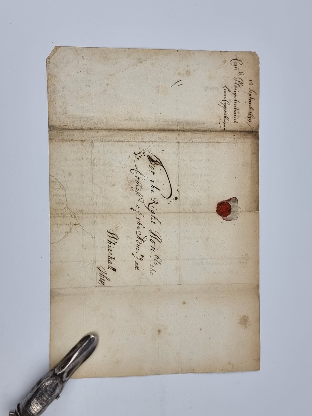 Manuscript Letter Signed to the Commissioners of the Admiralty, Algernon Sidney, Sir Robert Honywood, and Thomas Boone