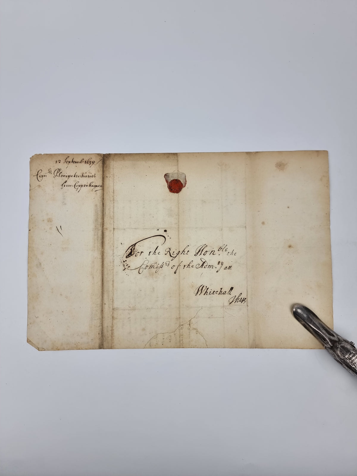 Manuscript Letter Signed to the Commissioners of the Admiralty, Algernon Sidney, Sir Robert Honywood, and Thomas Boone