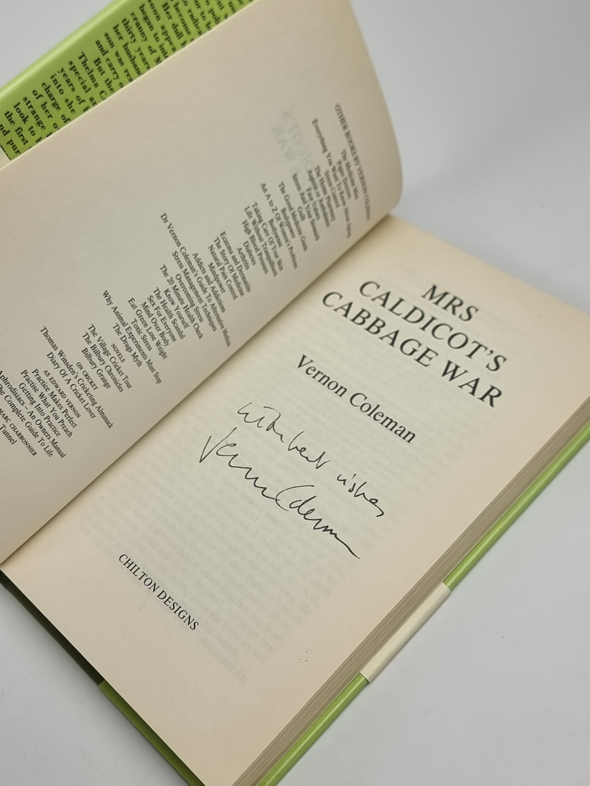 Mrs Caldicot's Cabbage War, Vernon Coleman — 1st Edition, Signed