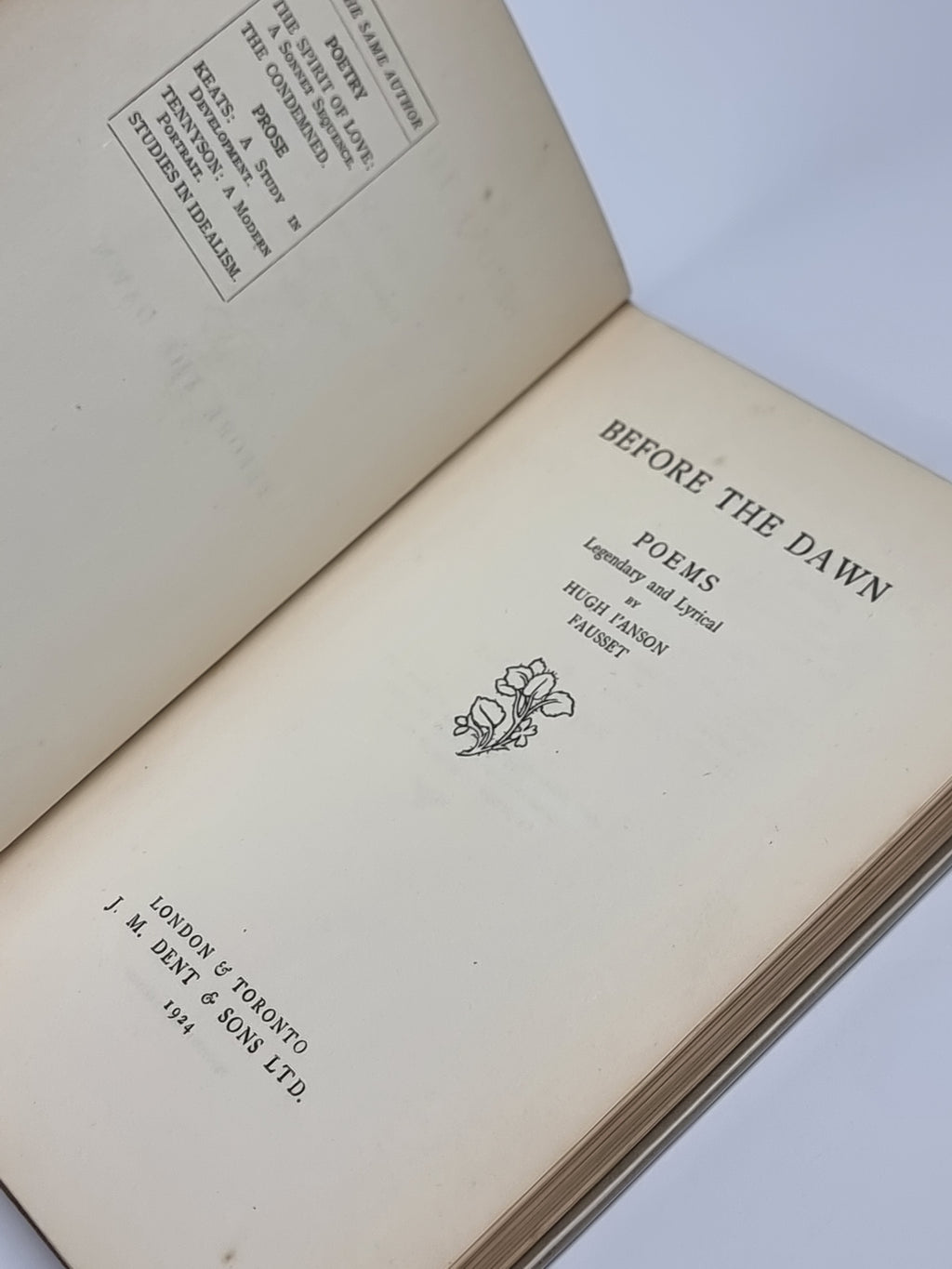 Before the Dawn: Poems Legendary and Lyrical, Hugh I'Anson Fausset