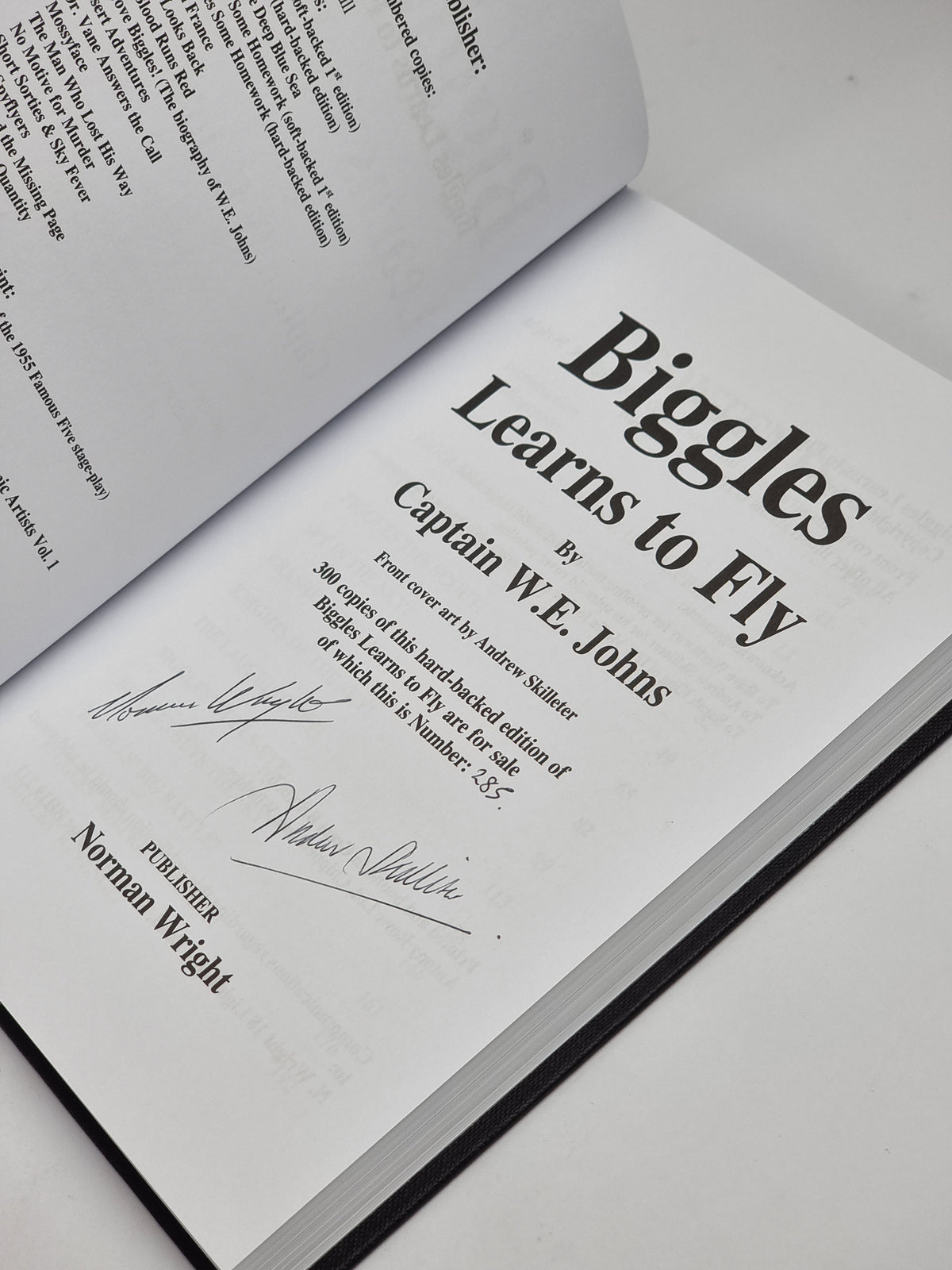 Biggles Learns to Fly, Captain W.E. Johns — 1st Edition, Limited, Signed
