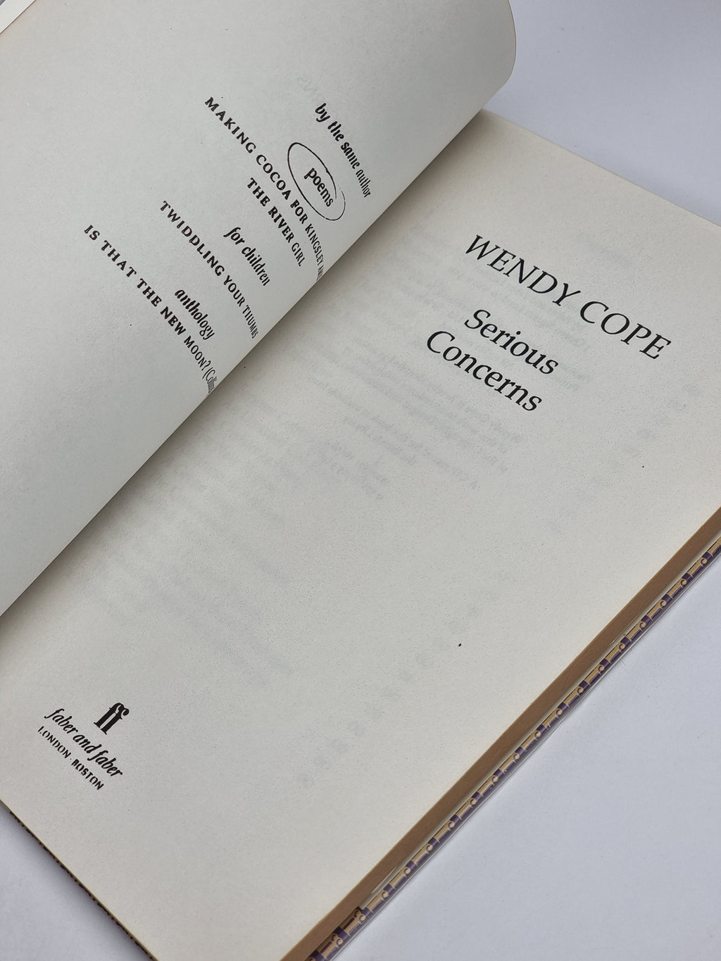 Serious Concerns, Wendy Cope — 1st Edition (Advance Proof)