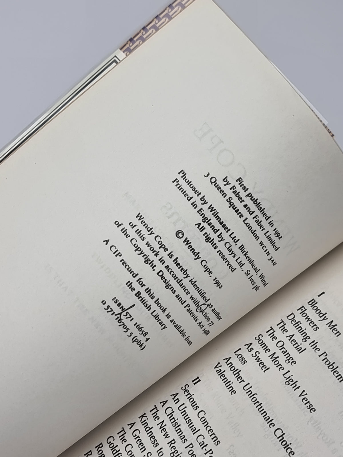 Serious Concerns, Wendy Cope — 1st Edition (Advance Proof)
