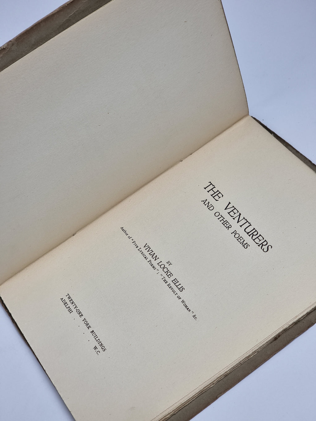 The Venturers and Other Poems, Vivian Locke Ellis — 1st Edition