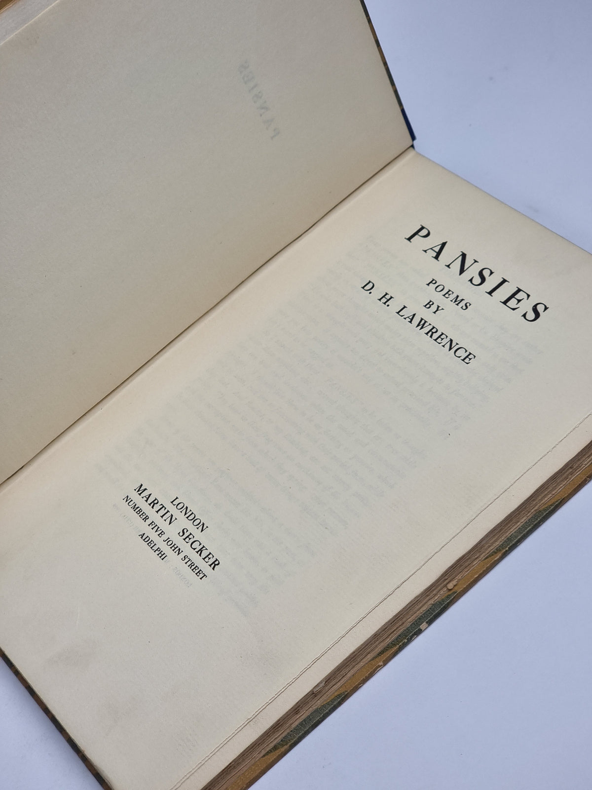 Pansies, D. H. Lawrence — 1st Edition