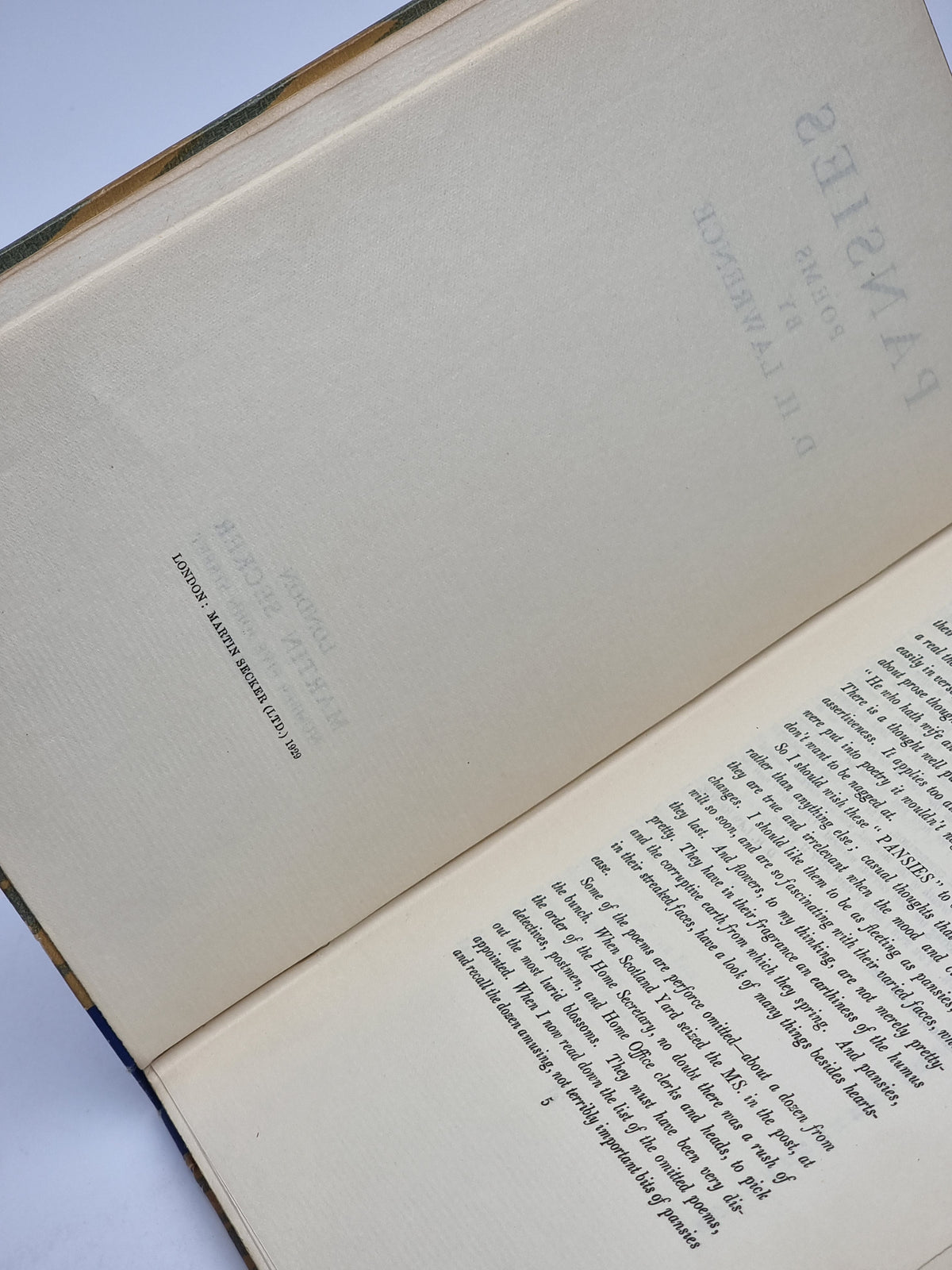 Pansies, D. H. Lawrence — 1st Edition