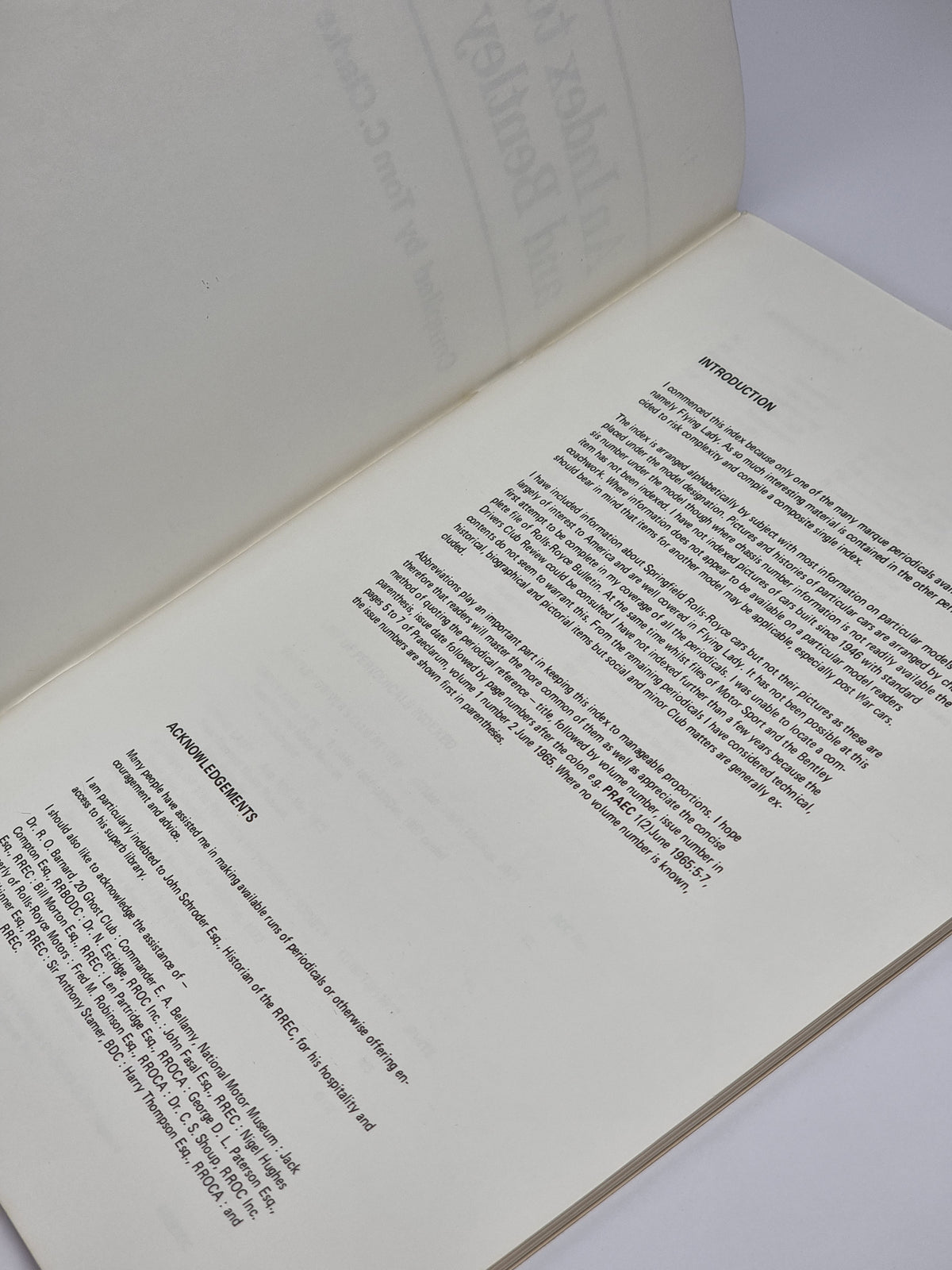 An Index to Rolls-Royce and Bentley Periodicals, Tom C. Clarke — 1st Edition