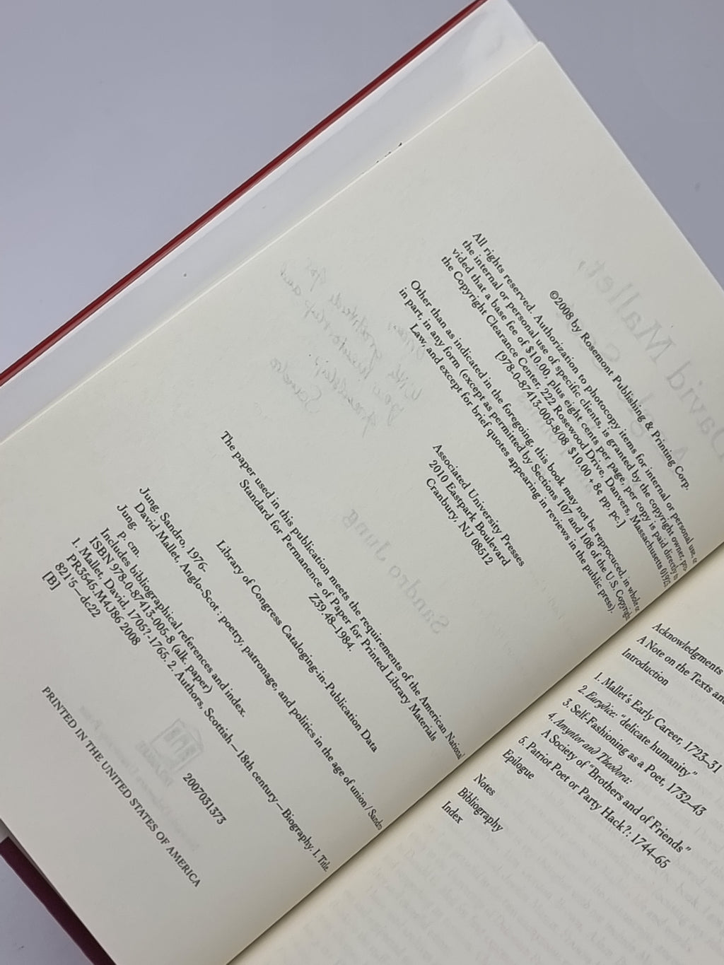 David Mallet, Anglo-Scot, Sandro Jung — 1st Edition, Signed