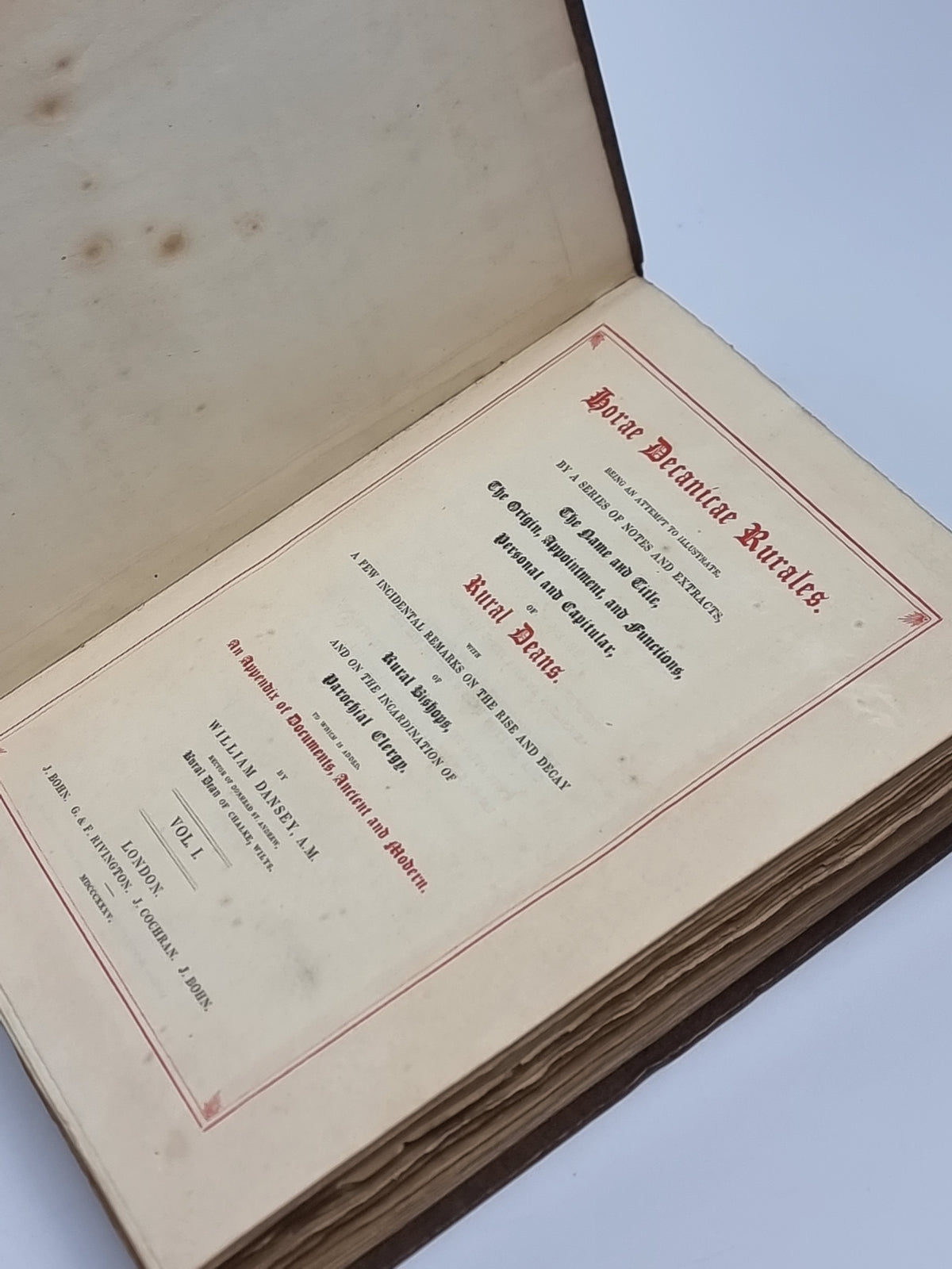 Horae Decanicae Rurales, William Dansey — 1st Edition