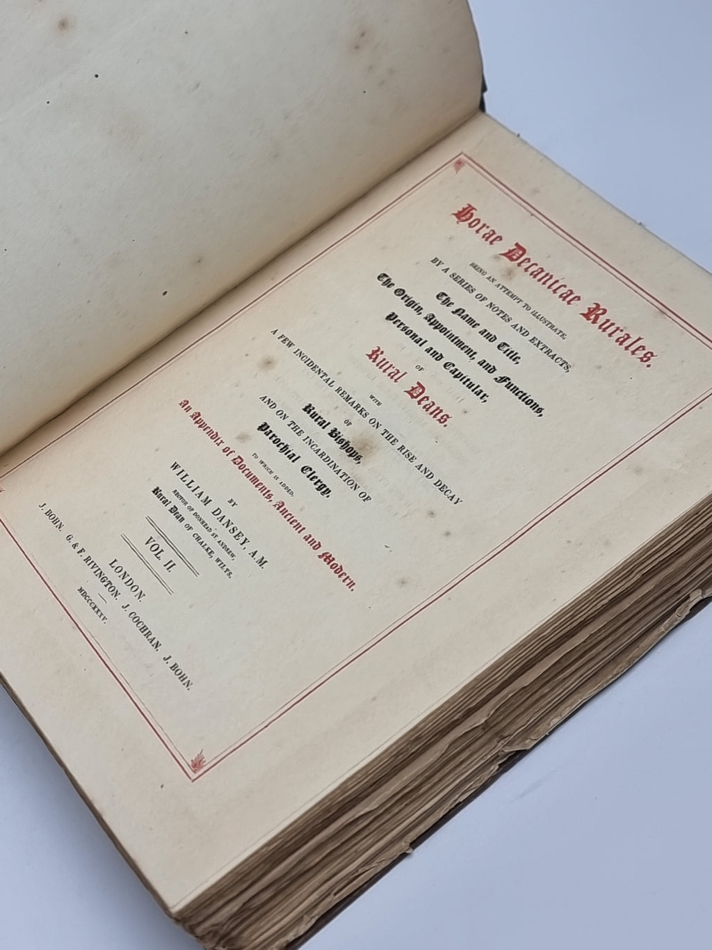 Horae Decanicae Rurales, William Dansey — 1st Edition