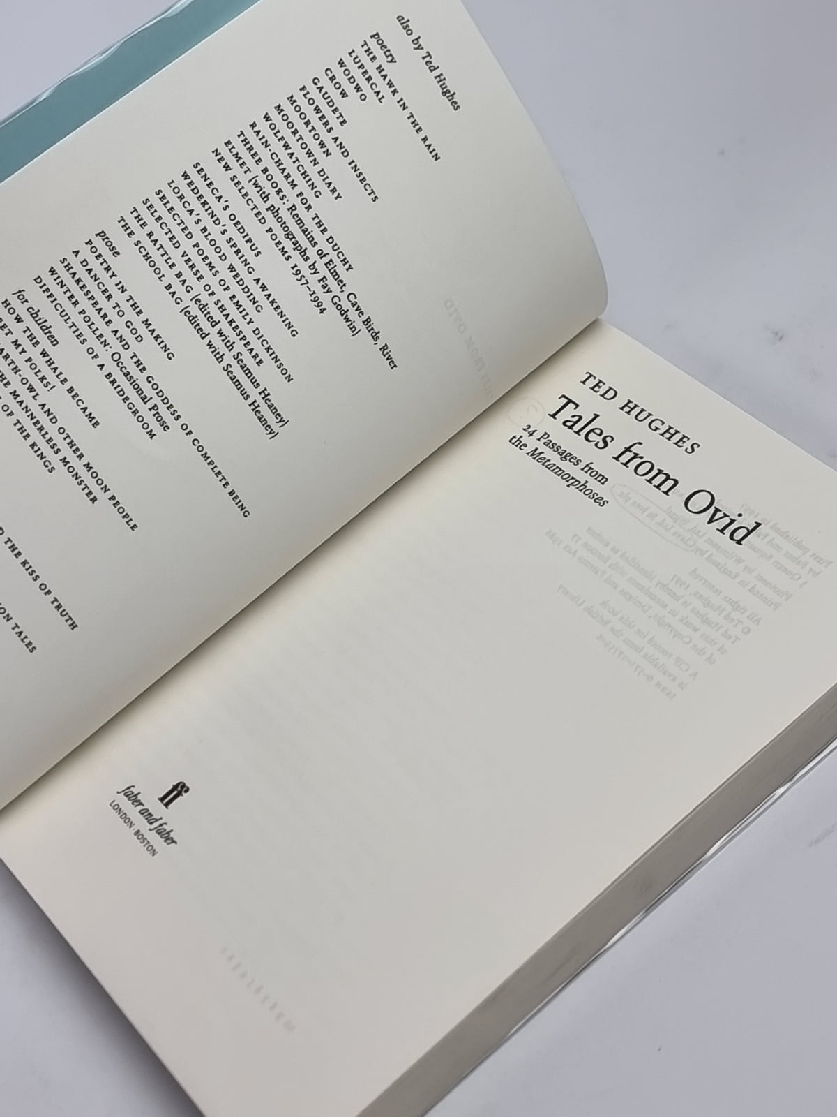 Tales from Ovid, Ted Hughes — 1st Edition (Uncorrected Proof)