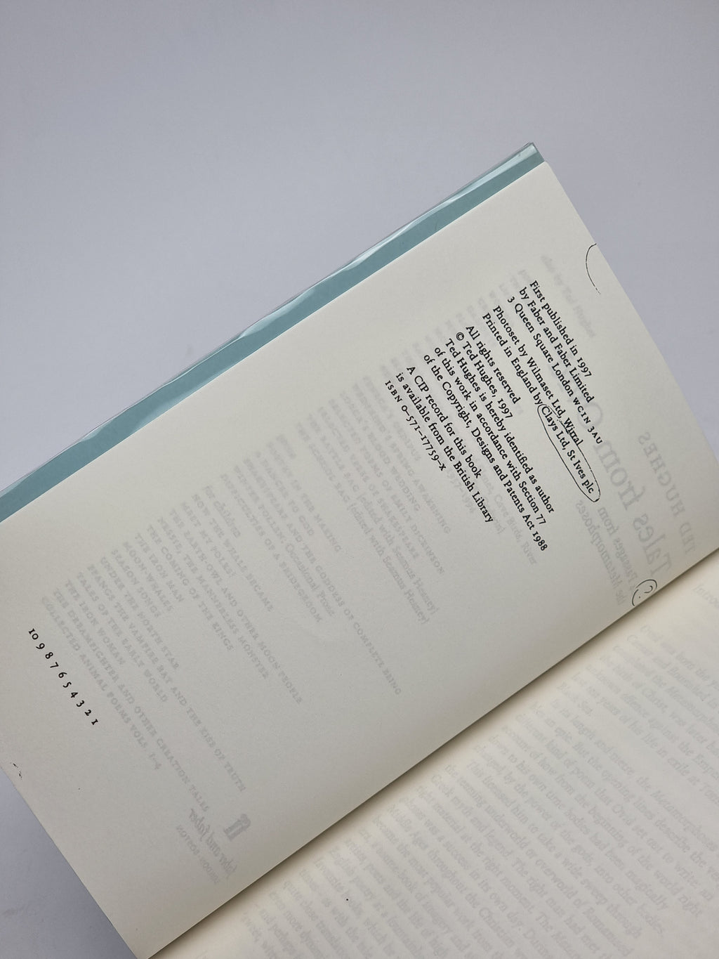 Tales from Ovid, Ted Hughes — 1st Edition (Uncorrected Proof)