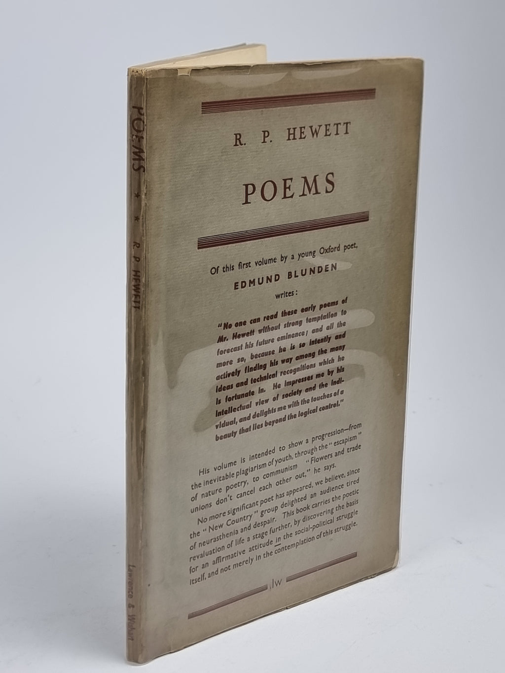 Poems, R. P. Hewett — 1st Edition