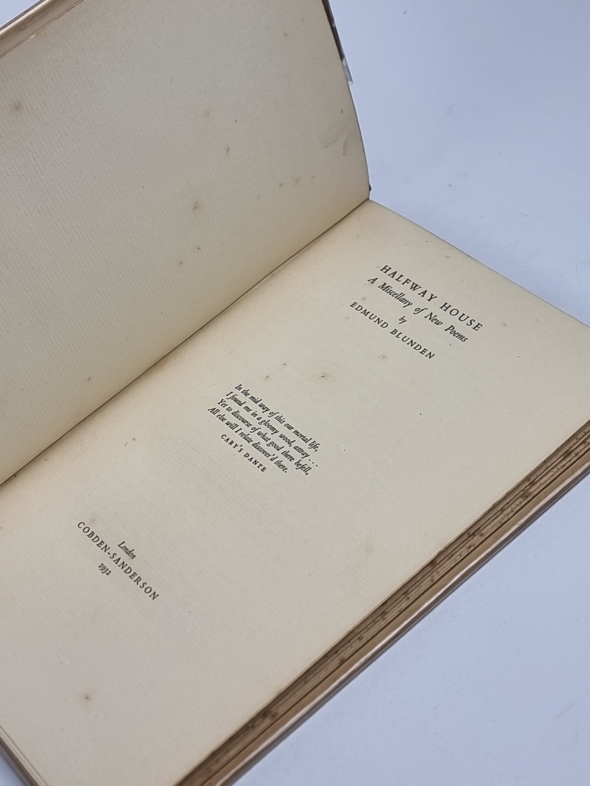 Halfway House: A Miscellany of New Poems, Edmund Blunden — 1st Edition