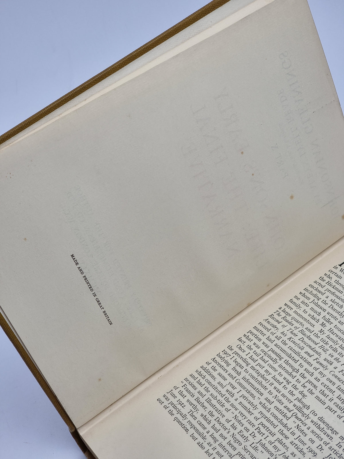 Johnsonian Gleanings, Part X: Johnson's Early Life: The Final Narrative