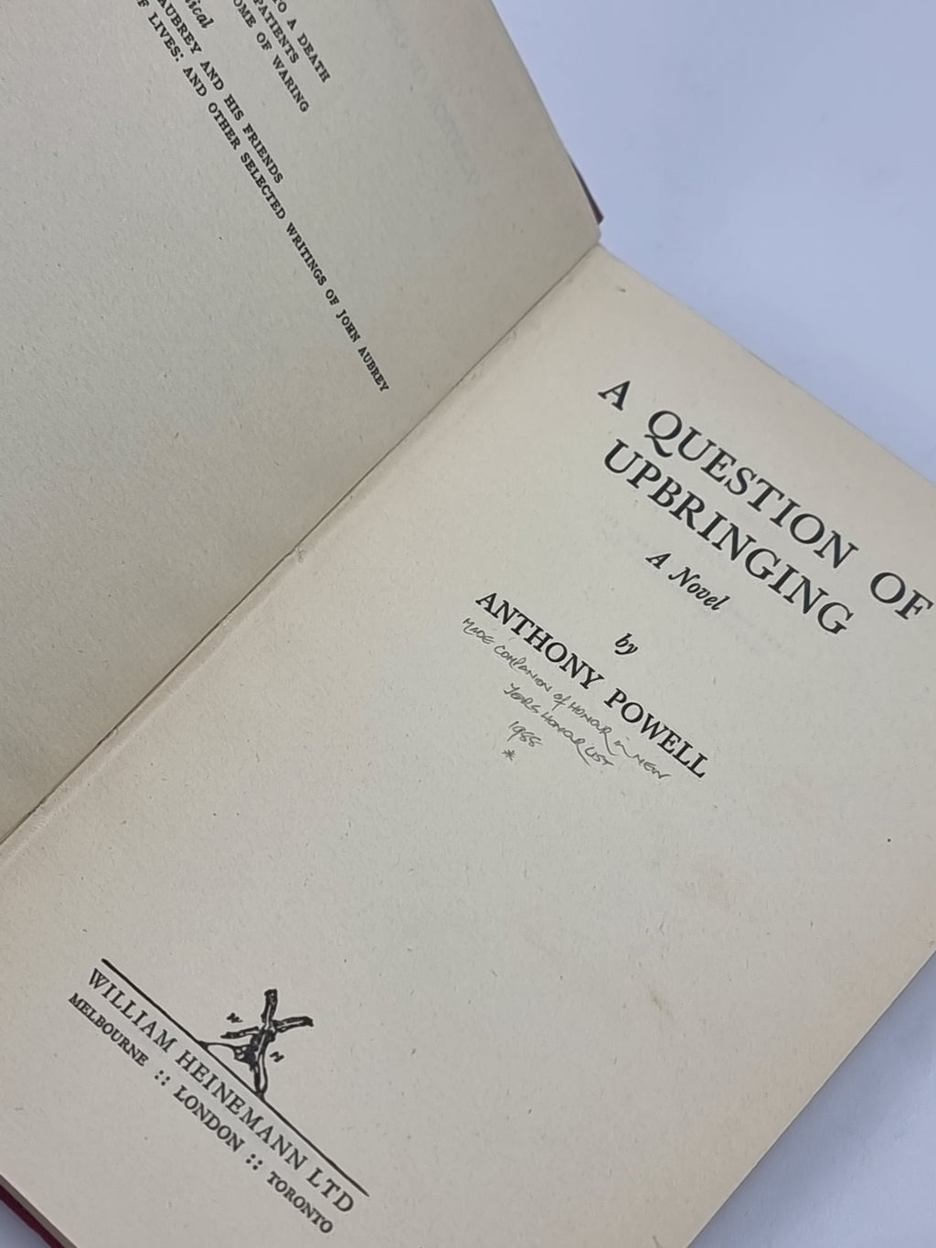 A Question of Upbringing, Anthony Powell — 1st Edition